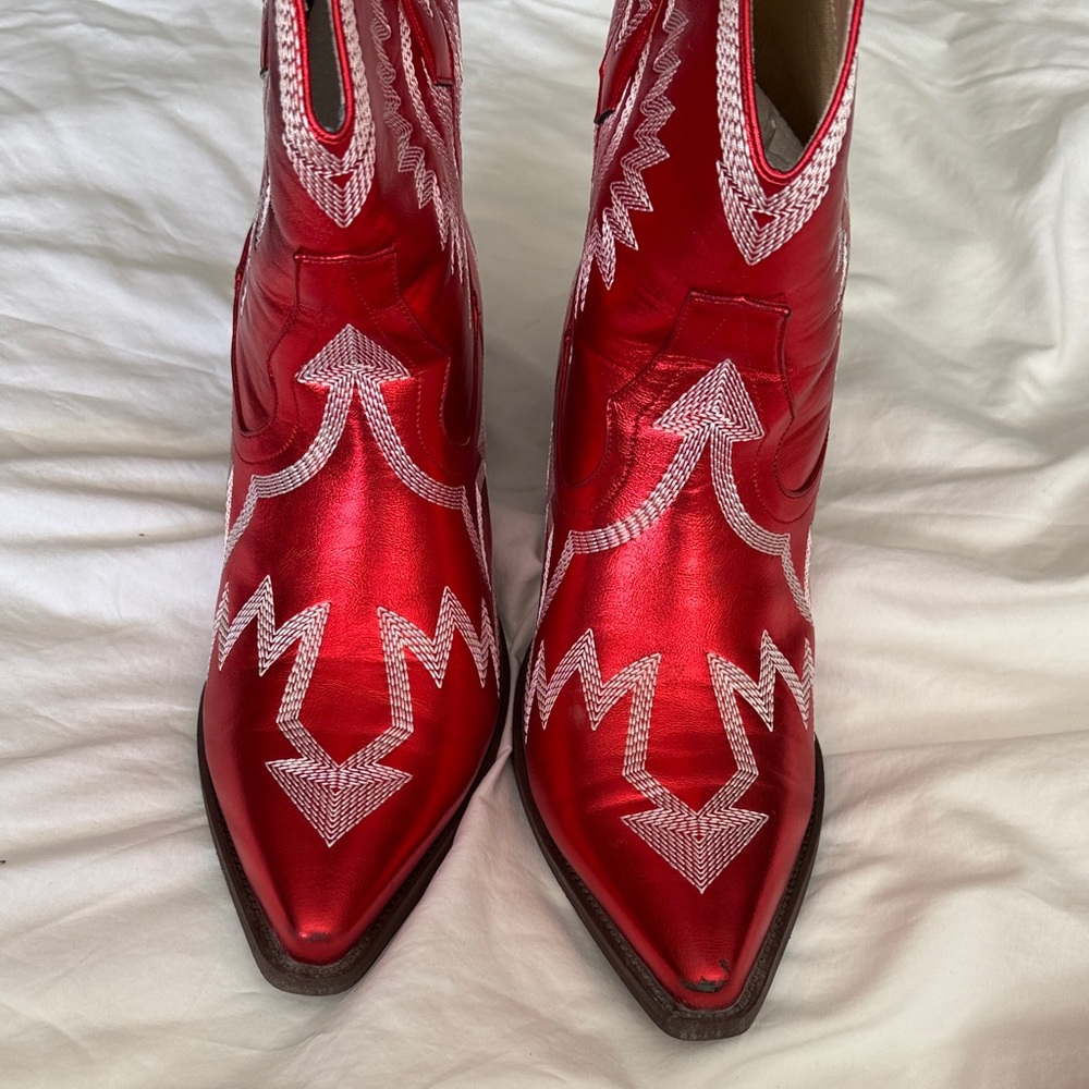 Red Western Ankle Boots